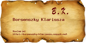 Borsenszky Klarissza névjegykártya